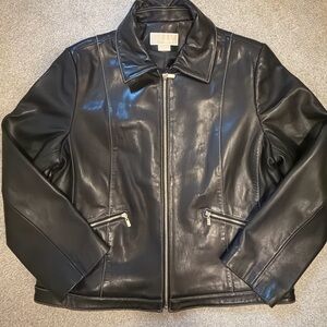 MICHAEL Michael Kors Glossy Black Leather Jacket